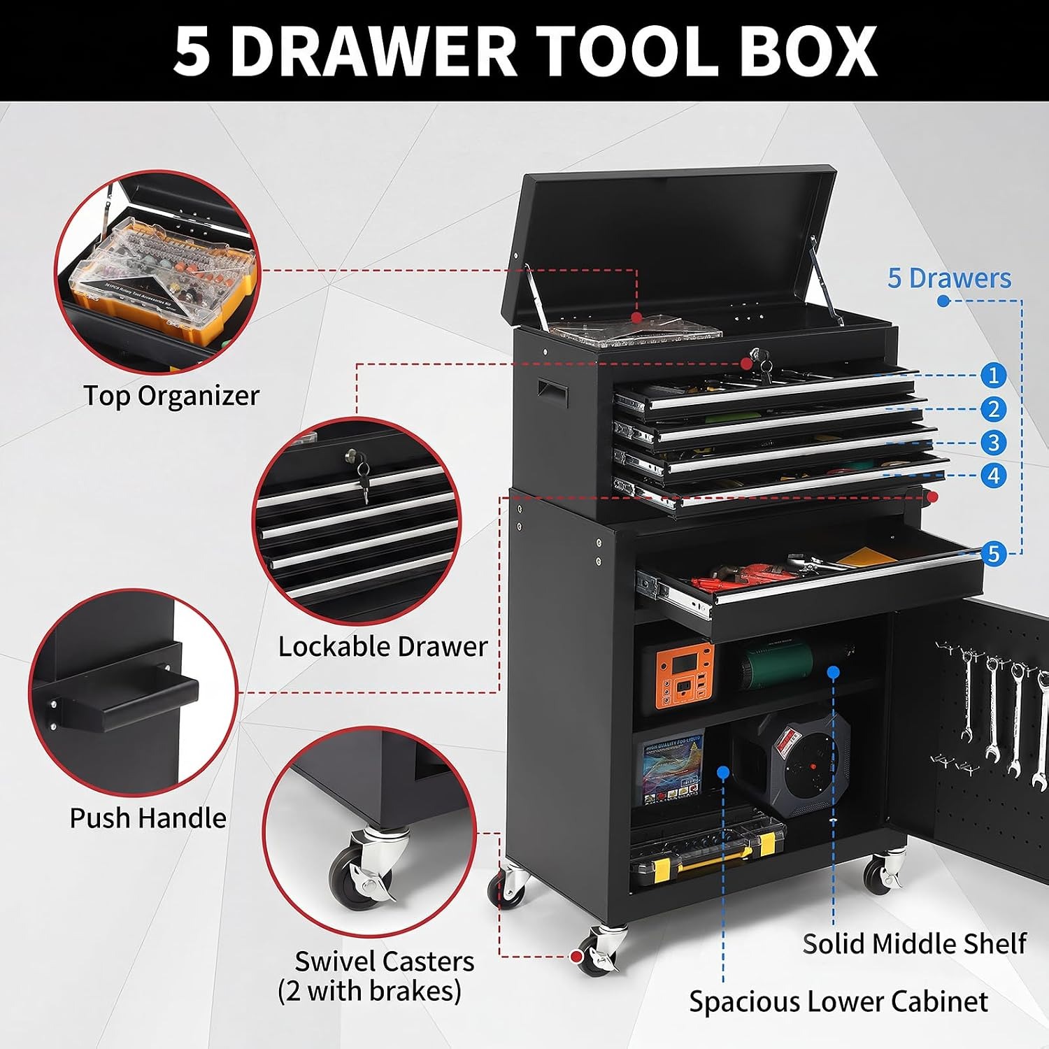 Armoire à outils roulante à 5  - Workshop Tools Box avis et prix